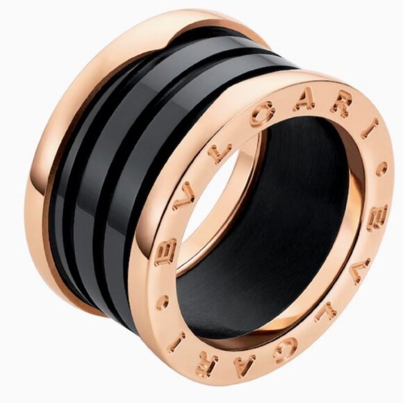 Bulgari B. Zero 1 Ring Rose Gold 18k and Black Ceramic 4 Bands Mint condition - Picture 1 of 7
